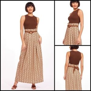Eva Franco Brown and Tan Maxi Dress